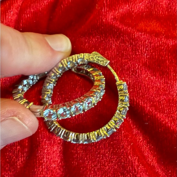 JTV. These are aquamarine style hoop earrings. These have a safety clasp. - Picture 2 of 5